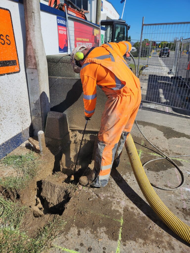 Pipe excavation by Hydro Excavators Vac U Digga providing hydroblasting, hydro digging and hydrovacing based in Christchurch NZ