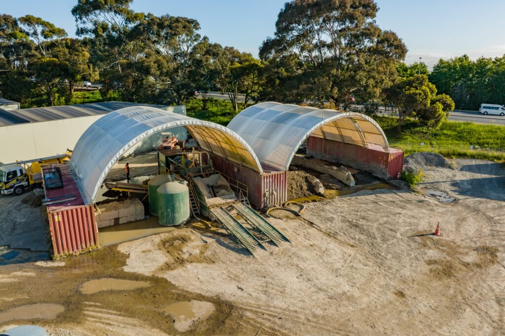 Aerial picture of Vac U Digga NZ headquarters for soil excavation, drainage unblocking, vacuum excavation and hydro digging in Christchurch Auckland Hamilton Dunedin