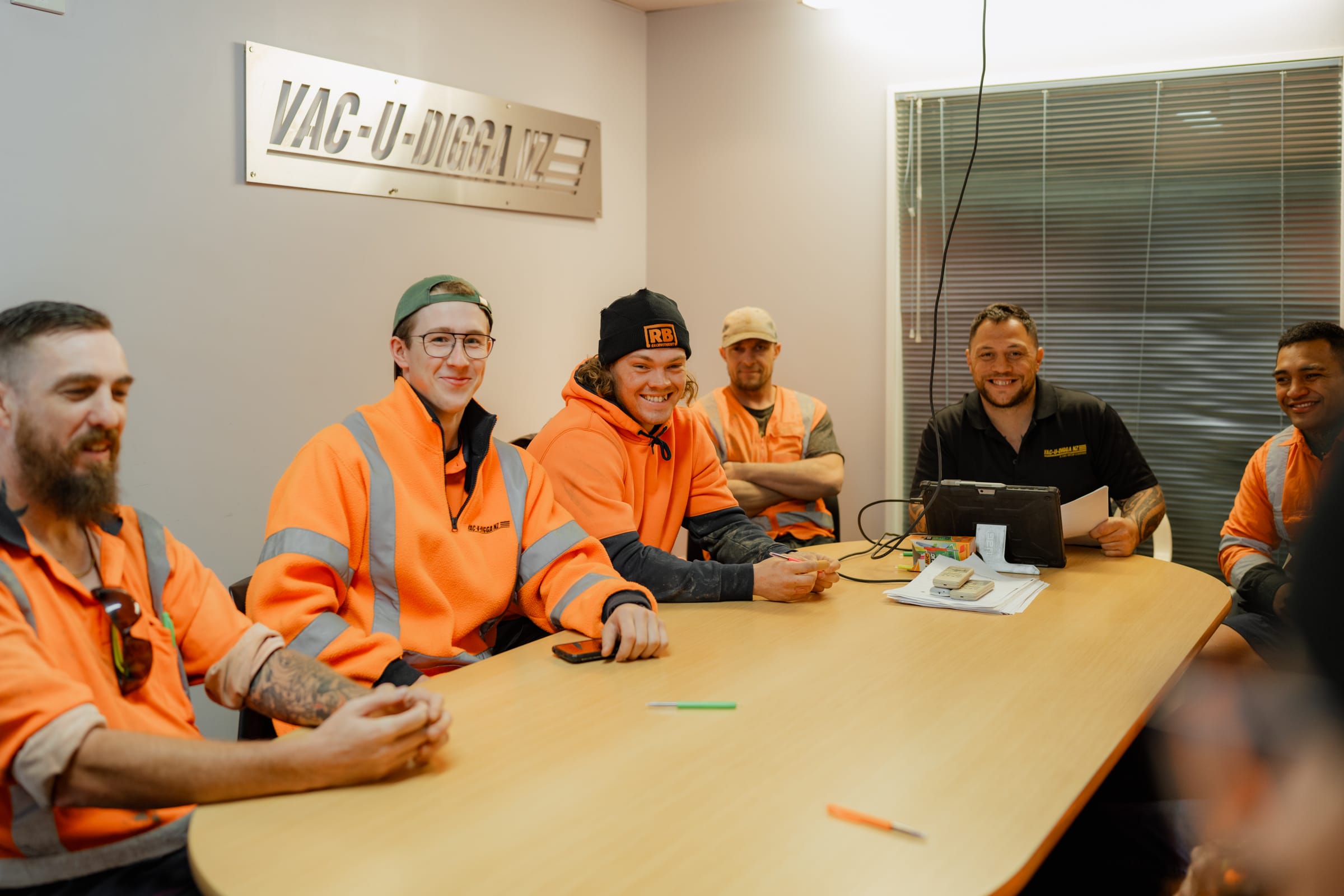 Team photo at Vac U Digga NZ headquarters for soil excavation, drainage unblocking, vacuum excavation and hydro digging