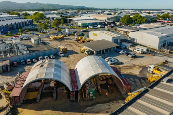 Aerial picture of Vac U Digga NZ headquarters for soil excavation, drainage unblocking, vacuum excavation and hydro digging in Christchurch Auckland Hamilton Dunedin